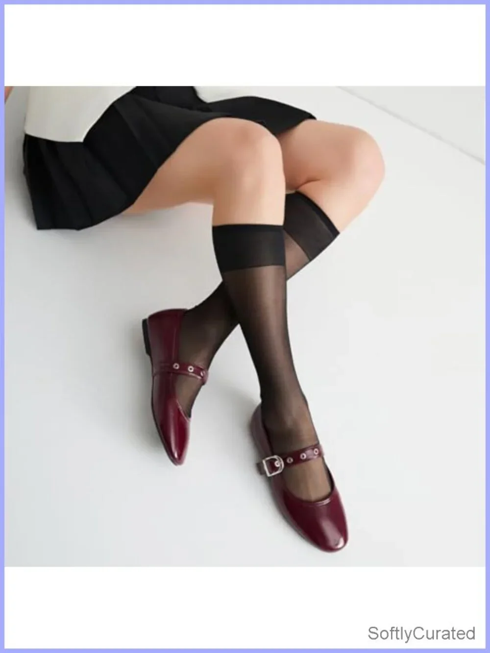 Faux Leather Mary Jane Ballet Flats - Lace Mesh Buckle Round Toe Comfortable